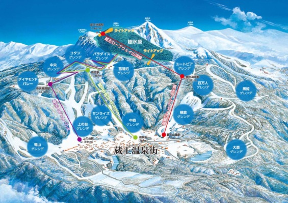 蔵王温泉スキー場マップ